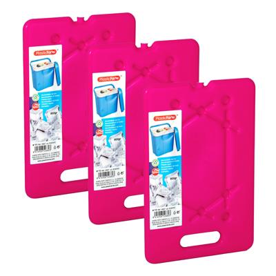 Platte dunne Koelelementen 800 gram - 3x - 30 x 20 x 1.5 cm - roze - Voor koelbox en koeltas