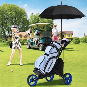 3 Wielen Golf Duwkar Snel Vouwen Golf Lopend Duwkar Golftas Houder Golftrolley voor Golfclubs Golftrolley