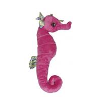 Pluche zeepaardje knuffel - roze glitters - 35 cm - Zeedieren