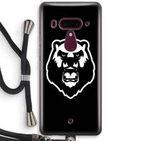 Angry Bear (black): HTC U12+ Transparant Hoesje met koord