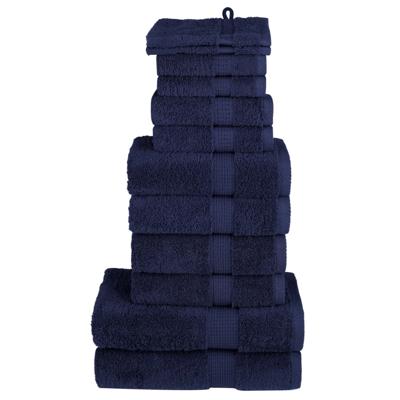 VidaXL 12-delige handdoekenset solund 600 g/m² marineblauw