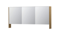 INK SPK3 spiegelkast met 3 dubbel gespiegelde deuren, open planchet, stopcontact en schakelaar 160 x 14 x 74 cm, fineer natur