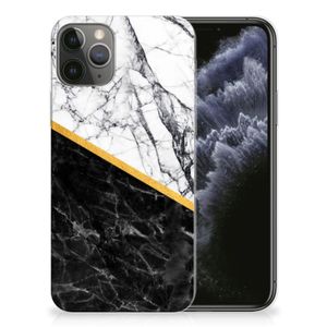 Apple iPhone 11 Pro TPU Siliconen Hoesje Marmer Wit Zwart - Origineel Cadeau Man