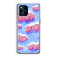 Roze wolken met vogels: Oppo Find X3 Transparant Hoesje Roze wolken met vogels: Oppo Find X3 Transparant Hoesje
