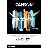 Mixed mediapapier canson graduate 240gr a4 zwart | 5 stuks