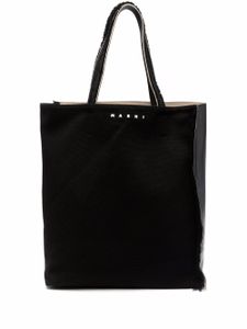 Marni sac en cuir à logo imprimé - Noir