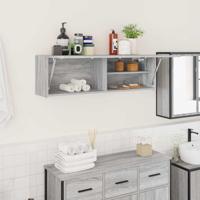 Badkamerwandkast 100x25x30 cm bewerkt hout grijs sonoma eiken