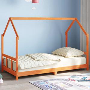 Kinderbedframe massief grenenhout wasbruin 90x190 cm