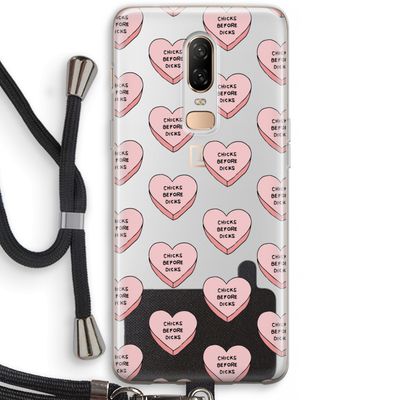 Chicks before dicks: OnePlus 6 Transparant Hoesje met koord