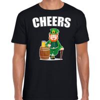 St. Patricks day t-shirt - zwart - voor heren - Cheers - Ierse feest kleding