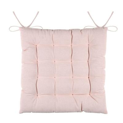 Stof Textile stoelkussens DUO - lichtroze - 38 x 38 x 3.5 cm - touwtjes sluiting