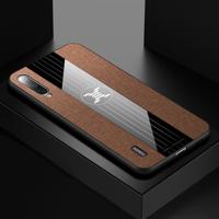 Voor Xiaomi mi CC9e XINLI stiksels doek textuur schokbestendig TPU beschermhoes (bruin)