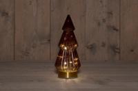 B.O.T. Tree Glass 10X23,5 cm Burgundy With Golden Base 10Led - Annas collection