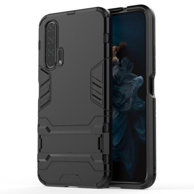 Schokbestendige PC + TPU Case voor Huawei Honor 20 Pro met houder (zwart)