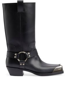 Gucci bottes en cuir à détails de sangles - Noir