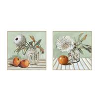Canvas Home ESPRIT Geel Wit Rood Groen Cottage 83 x 4,5 x 83 cm (2 Stuks)