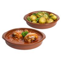 Tapas serveerschalen/ovenschalen set van 2x - D24 en D34 cm - rond - Spaans terracotta