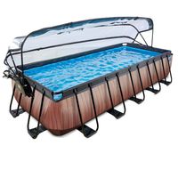 EXIT Wood zwembad - 540 x 250 x 100 cm - met zandfilterpomp, trap en overkapping - thumbnail