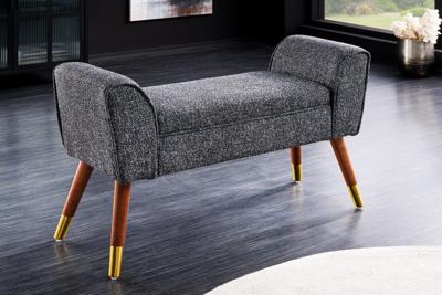Retro Bank SCARLETT 90cm antraciet bouclé met armleuningen - 44781