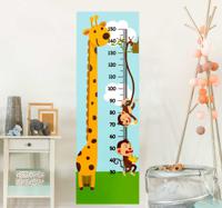 Aap en giraf meter hoogtemeter muursticker
