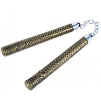 Carnaval verkleed wapens Ninja nunchaku stokjes - goud - 25 cm - kunststof