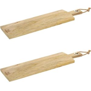 2x Stuks snijplank met handvat 58 x 16 cm van mango hout