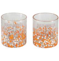 Harley-Davidson Confetti Double Old Fashion Glas Set - Handgeblazen - 14,5 oz.