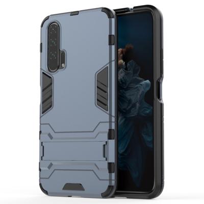 Schokbestendige PC + TPU Case voor Huawei Honor 20 Pro met houder (marineblauw)