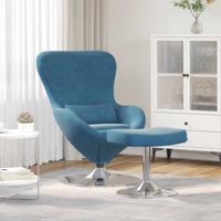 Hangstoel met voetensteun fluweel blauw