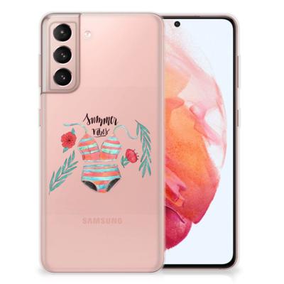 Samsung Galaxy S21 Telefoonhoesje met Naam Boho Summer Samsung Galaxy S21 Telefoonhoesje met Naam Boho Summer