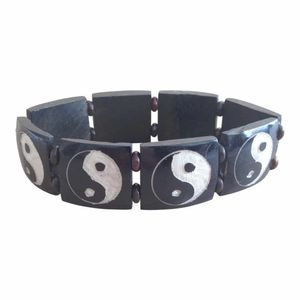 Yak Benen Armband Yin Yang (Zwart/Wit)