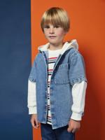 Hemd met gelaagd effect en sweater met capuchon voor jongens double stone
