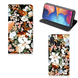 Smart Cover voor Samsung Galaxy A20e Dark Flowers