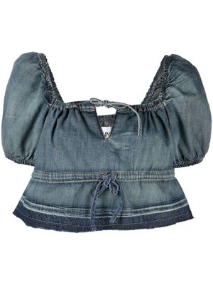 GANNI haut en jean à manches bouffantes - Bleu