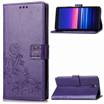 Voor Sony Xperia 20 4-blad clasp reliëf Buckle mobiele telefoon bescherming lederen draagtas met Lanyard & Card slot & portemonnee & beugel functie (
