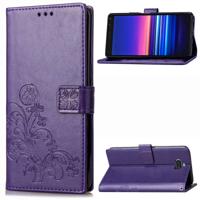 Voor Sony Xperia 20 4-blad clasp reliëf Buckle mobiele telefoon bescherming lederen draagtas met Lanyard & Card slot & portemonnee & beugel functie ( Voor Sony Xperia 20 4-blad clasp reliëf Buckle mobiele telefoon bescherming lederen draagtas met Lanyard & Card slot & portemonnee & beugel functie (