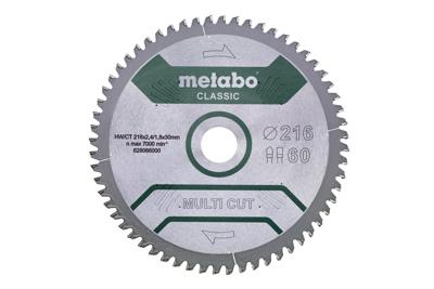 Metabo Cirkelzaagblad "Multi Cut" HW/CT Ø 216 mm, 60T FZ/TZ 5°n - 628066000