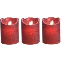 3x Kerst rode LED kaarsen/stompkaarsen 10 cm flakkerend