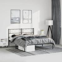 Bedframe met hoofdbord metaal zwart 135x190 cm