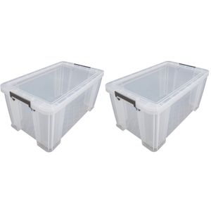 2x stuks Allstore opbergboxen - 54 liter - Transparant - 66 x 38 x 31 cm