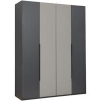 Leen Bakker - Kledingkast Milaan 4-deurs - Grafiet/kiezel -236x180x58 Cm - Spaanplaat - Taupe#Beige#Grijs#Zwart