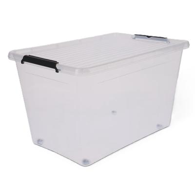 5Five opberg kist met deksel - Clip Box - 60 liter - 58 x 39 x 35 cm - kunststof - transparant