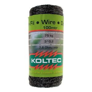 Zwart schrikdraad/afrasteringsdraad - kunststof - 2 mm - 12 PE - 100 meter