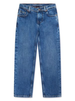 guess kids jean droit à logo brodé - Bleu