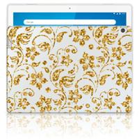Lenovo Tab M10 | Siliconen hoesje | Gouden Bloemen