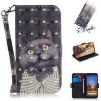 3D schilderij Embrace kat patroon gekleurde tekening horizontale Flip lederen case voor Google pixel 3a met houder & kaartsleuven & portemonnee