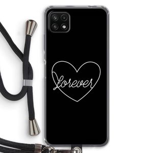 Forever heart black: Samsung Galaxy A22 5G Transparant Hoesje met koord