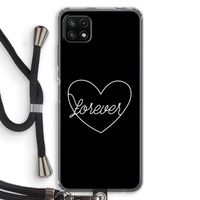 Forever heart black: Samsung Galaxy A22 5G Transparant Hoesje met koord