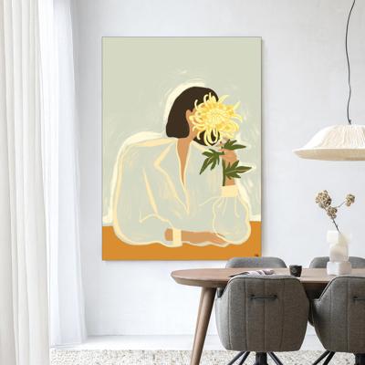 Urban Cotton Wandkleed 'The Chrysante Mum' 145 x 190cm in Frame - black