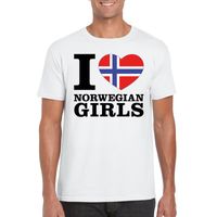 Wit I love Norwegian girls/ I love Noorse dames t-shirt voor heren 2XL  -
